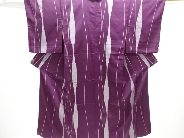 JAPANESE KIMONO / ANTIQUE OMESHI / TAISHO ROMAN STYLE / SILK / WOVEN ABSTRACT STRIPE